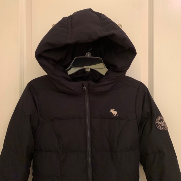 Abercrombie Kids Navy Blue Hooded Down Puffer Jacket Size XL - Picture 2 of 15